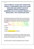 DEVELOPMENTAL STAGES AND TRANSITIONS&colon;  MODULE 1 EXAM NEWEST 2026 ACTUAL EXAM  QUESTIONS AND CORRECT DETAILED  ANSWERS &lpar;VERIFIED ANSWERS&rpar; ALL  ANSWERED &lbrace;105 Q & A&rcub; ALREADY GRADED A&plus; &vert;  BRAND NEW&excl; &vert; 100&percnt; GUARANTEED PASS 