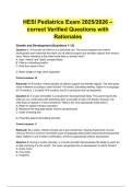 HESI Pediatrics Exam 2025/2026 – correct Verified Questions with Rationales