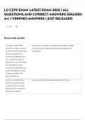 LJJ CSTR EXAM LATEST EXAM 2025 &vert; ALL QUESTIONS AND CORRECT ANSWERS &lpar;GRADED A&plus;&rpar; &vert; VERIFIED ANSWERS &vert; JUST RELEASED