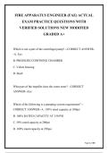 FIRE APPARATUS ENGINEER &lpar;FAE&rpar; ACTUAL  EXAM PRACTICE QUESTIONS WITH  VERIFIED SOLUTIONS NEW MODIFIED  GRADED A&plus;