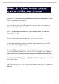 PTHA 1301 Quizes Review updated questions with correct answers
