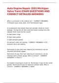 Auto Engine Repair &lpar;SOS Michigan Valve Train&rpar; EXAM QUESTIONS AND CORRECT DETAILED ANSWERS