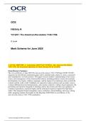 A LEVEL HISTORY A&colon; Actual June 2025 PAST PAPER 1&colon; The American Revolution  1740&ndash;1796&period; All Assessment Questions & Mark Scheme &lbrack;OCR Y212&sol;01&rsqb; 