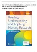 Test Bank For Reading&comma; Understanding&comma; and Applying Nursing Research 6th Edition by James A&period; Fain&vert; 9781719641821&vert; All Chapters 1-15&vert; LATEST
