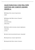 GALEN PHARM EXAM 3 2026 FINAL PAPER QUESTIONS AND COMPLETE ANSWERS GRADED A&plus;