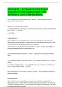 Biology B &ndash; primavera Final Exam Questions with Guaranteed Pass Solutions 2025-2026 Updated&period;