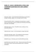 NURS 272 - EXAM 1 &lpar;INFORMATICS&comma; ETHICS&comma; AND LEADERSHIP&rpar; QUESTIONS WITH 100&percnt; CORRECT ANSWERS&period;