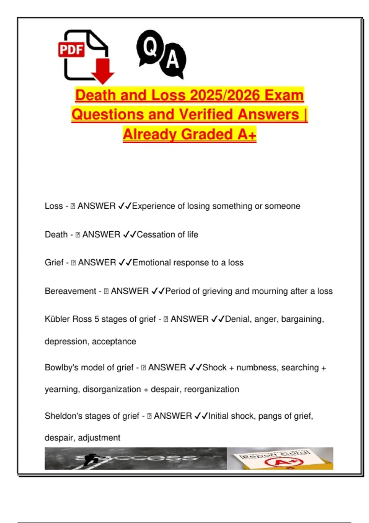 Death & Loss | Chapter Review | End-of-Life Nursing Care | 2025/2026 ...