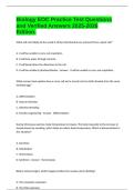 Biology EOC Practice Test Questions and Verified Answers 2025-2026 Edition&period;