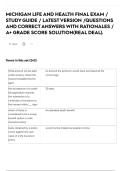 MICHIGAN LIFE AND HEALTH FINAL EXAM &sol; STUDY GUIDE &sol; LATEST VERSION &sol;QUESTIONS AND CORRECT ANSWERS WITH RATIONALES &sol; A&plus; GRADE SCORE SOLUTION&lpar;REAL DEAL&rpar;&period;