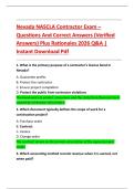 Nevada NASCLA Contractor Exam  Questions And Correct Answers &lpar;Verified  Answers&rpar; Plus Rationales 2026 Q&A &vert;  Instant Download Pdf
