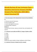 Nevada Business & Law Contractor Exam &mdash;  Questions And Correct Answers &lpar;Verified  Answers&rpar; Plus Rationales 2026 Q&A &vert;  Instant Download Pdf 