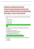 Arizona B-1 General Commercial  Contractor Exam Questions And Correct  Answers &lpar;Verified Answers&rpar; Plus Rationales  2026 Q&A &vert; Instant Download Pdf