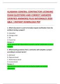 ALABAMA GENERAL CONTRACTOR LICENSING  EXAM QUESTIONS AND CORRECT ANSWERS  &lpar;VERIFIED ANSWERS&rpar; PLUS RATIONALES 2026  Q&A &vert; INSTANT DOWNLOAD PDF