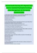 Mental Health Nursing &lpar;ATI-Aligned&rpar; 2025  Review&colon; Updated Psychopharmacology&comma;  Crisis Management&comma; & Therapeutic  Communication 