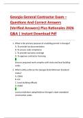Georgia General Contractor Exam  Questions And Correct Answers  &lpar;Verified Answers&rpar; Plus Rationales 2026  Q&A &vert; Instant Download Pdf 