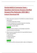 Florida NASCLA Contractor Exam &ndash;  Questions And Correct Answers &lpar;Verified  Answers&rpar; Plus Rationales 2026 Q&A &vert;  Instant Download Pdf 
