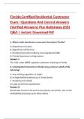 Florida Certified Residential Contractor  Exam &ndash;Questions And Correct Answers  &lpar;Verified Answers&rpar; Plus Rationales 2026  Q&A &vert; Instant Download Pdf 