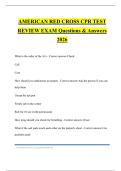 AMERICAN RED CROSS CPR TEST REVIEW EXAM Questions & Answers 2026