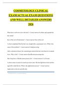 COSMETOLOGY CLINICAL EXAM&sol;ACTUAL EXAM QUESTIONS AND WELL DETAILED ANSWERS 2026