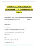 North Carolina Pesticide Applicator Certification EXAM 2026 Questions and Answers
