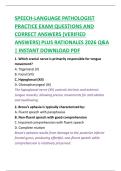 SPEECH-LANGUAGE PATHOLOGIST  PRACTICE EXAM QUESTIONS AND  CORRECT ANSWERS &lpar;VERIFIED  ANSWERS&rpar; PLUS RATIONALES 2026 Q&A  &vert; INSTANT DOWNLOAD PDF