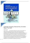 Test Bank for Lehninger Principles of Biochemistry 7th Edition by David L. Nelson & Michael M. Cox – 2026 Updated