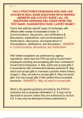 FAC-C PROCTORED EXAM BANK 2025&sol; 2026 &vert; 800  ACCURATE REAL EXAM QUESTIONS WITH VERIFIED  ANSWERS AND A STUDY GUIDE &vert; ALL 150  QUESTIONS VERSIONS ARE TAKEN FROM THIS  TEST BANK &vert; GUARANTEED PASS &vert; LATEST EXAM&excl;&excl;&excl;