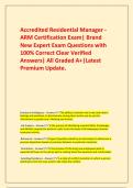 Accredited Residential Manager - ARM Certification Exam&vert; Brand New Expert Exam Questions with 100&percnt; Correct Clear Verified Answers&vert; All Graded A&plus;&vert;Latest Premium Update&period;