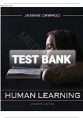 Test bank for Human Learning 7th Edition Ormrod &vert;&vert;ISBN&colon;9781292104386