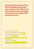 Oregon State Board Practice Exam&colon; Nail Technology&vert;Verified Expert Exam Questions with 100&percnt; Correct Clear Verified Answers&vert; All Graded A&plus;&vert;Latest Premium Update&vert;100&percnt; Guaranteed Success&period;