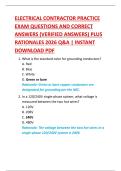 ELECTRICAL CONTRACTOR PRACTICE  EXAM QUESTIONS AND CORRECT  ANSWERS &lpar;VERIFIED ANSWERS&rpar; PLUS  RATIONALES 2026 Q&A &vert; INSTANT  DOWNLOAD PDF 