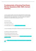 Fundamentals of Nursing Final Exam Review Questions With 100&percnt; Correct Answers