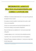 ORTHODONTIC ASSISTANT PRACTICE EXAM QUESTIONS AND CORRECT ANSWERS 2026
