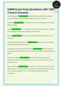 SHRM Exam Prep Questions with 100&percnt;  Correct Answers