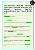 SOS Mechanic Certificate - Electrical  2025&sol;2026 Complete Questions And  Correct  Answers  &lpar;Verified  Answers&rpar;&vert;Brand New Version Grade  A&plus;&excl; 