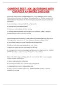 CONTENT TEST &lpar;206&rpar; QUESTIONS WITH CORRECT ANSWERS 20252026&period;