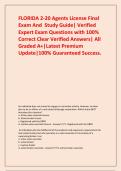 FLORIDA 2-20 Agents License Final  Exam And  Study Guide&vert; Verified Expert Exam Questions with 100&percnt; Correct Clear Verified Answers&vert; All Graded A&plus;&vert;Latest Premium Update&vert;100&percnt; Guaranteed Success&period;