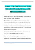 BURNS' PEDIATRIC PRIMARY CARE 7TH EDITION ACTUAL EXAM 2026 Questions and Answers