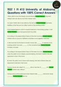TEST 1 FI 412 University of Alabama  Questions with 100&percnt; Correct Answers 
