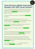 Texas insurance adjuster study guide  Questions with 100&percnt; Correct Answers 