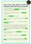 Texas SAE&colon; Real Estate Investment  Questions with 100&percnt; Correct Answers 