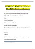 KENTUCKY HEALTH INSURANCE EXAM 2026 Questions and Answers