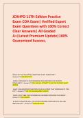   JCAHPO 11TH Edition Practice Exam COA Exam&vert; Verified Expert Exam Questions with 100&percnt; Correct Clear Answers&vert; All Graded A&plus;&vert;Latest Premium Update&vert;100&percnt; Guaranteed Success&period;