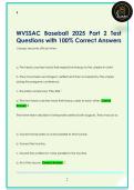 WVSSAC Baseball 2025 Part 2 Test  Questions with 100&percnt; Correct Answers