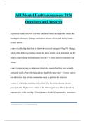 ATI Mental Health assessment 2026 Questions and Answers