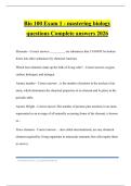 Bio 100 Exam 1 - mastering biology questions Complete answers 2026
