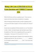 Biology 100- Unit 4 UPDATED ACTUAL Exam Questions and CORRECT Answers 2026