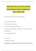 RDA Test Texas &vert; ACTUAL EXAM QUESTIONS WITH COMPLETE SOLUTION 2026