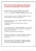 NC Core & Private Applicator Pesticide License Exam questions with answers